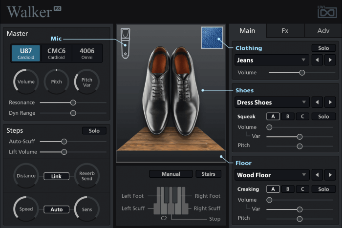Walker for UVI Falcon 脚步和运动声音设计工具-音频玩家