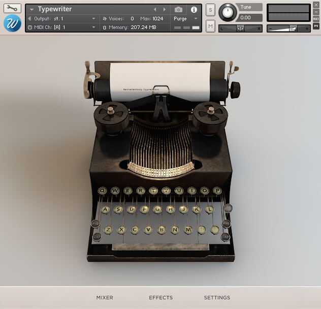 复古老式打字机音源 Wavesfactory – Typewriter [ Kontakt ]-音频玩家