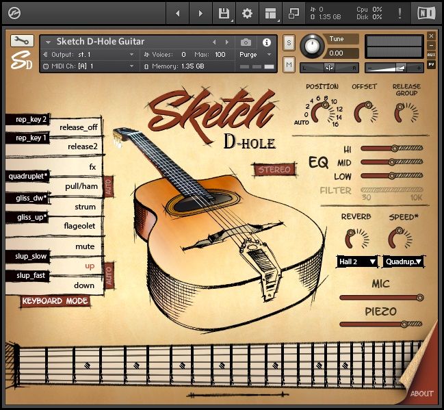 吉普赛爵士吉他 Sketch D-Hole Guitar [ Kontakt ]-音频玩家