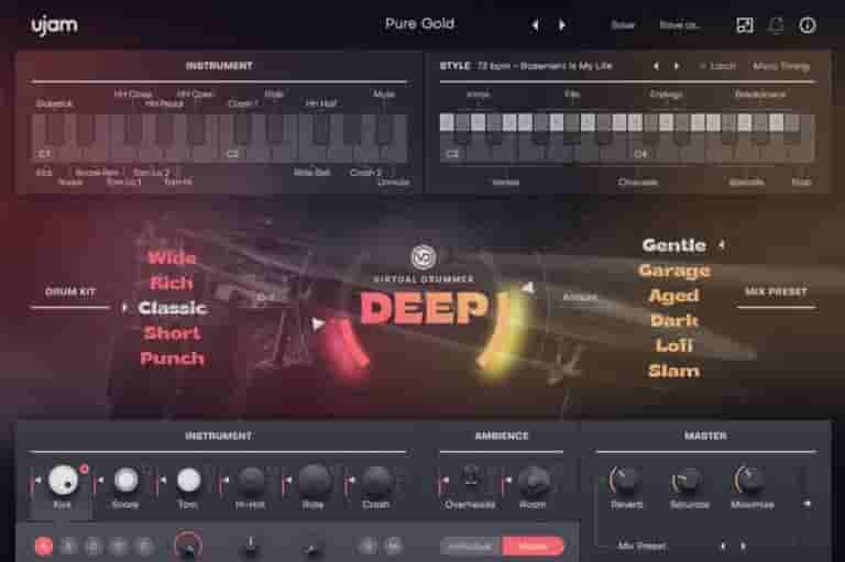 虚拟鼓手 UJAM Virtual Drummer DEEP v2.5.0 [ Win&MacOS ]-音频玩家